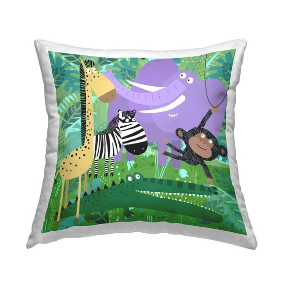 Stupell Industries Cartoon Zoo Animals Decorative Printed Throw Pillow Design by Carla Daly