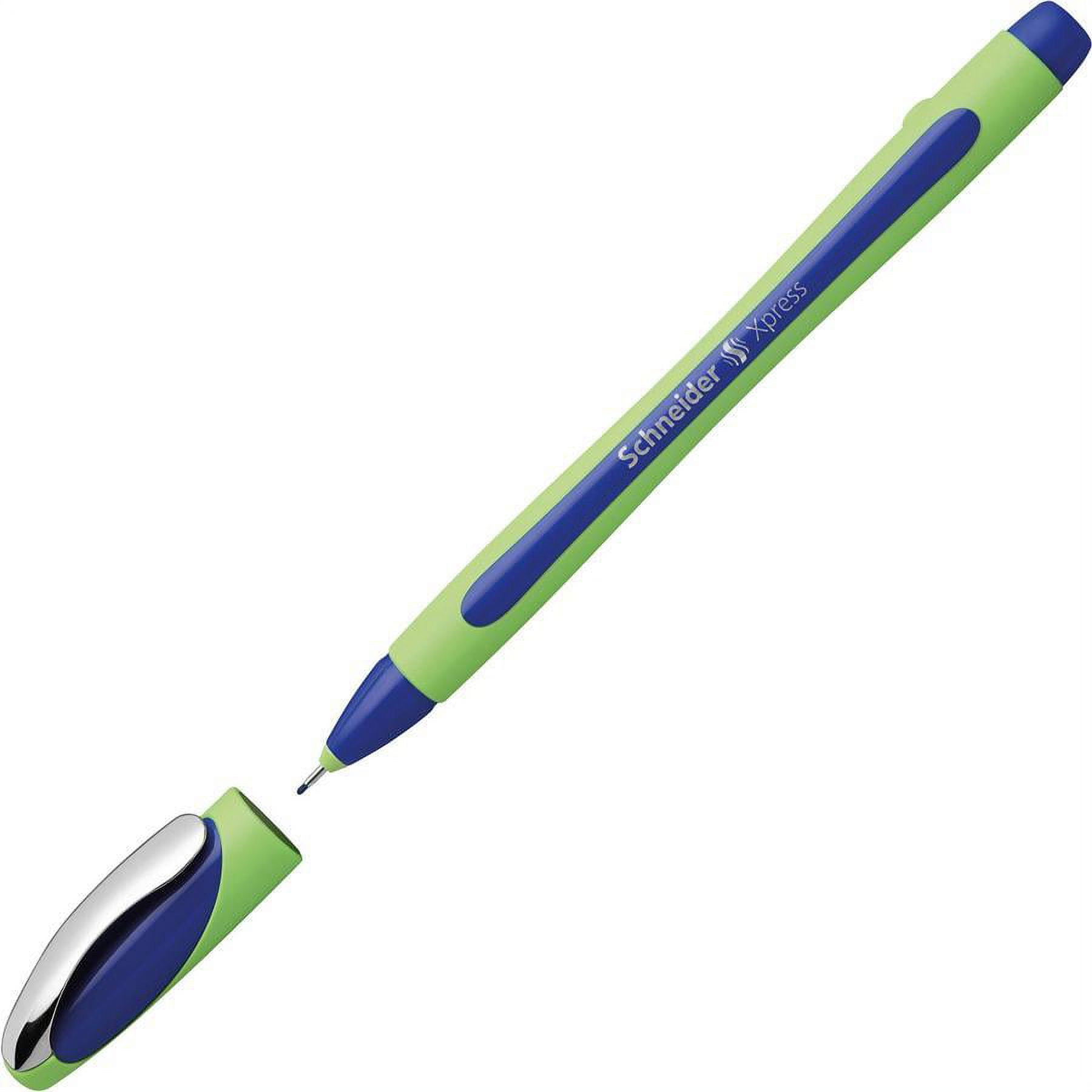 Rediform Schneider Xpress Premium Fineliner Pens, Fine Point, 0.8 mm, Blue/Green Barrel, Blue Ink, Pack Of 10 Pens