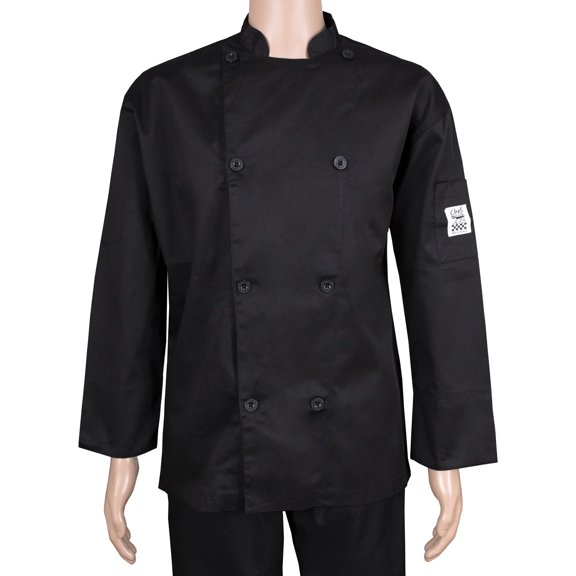 RITZ Chef Revival Performance Series Jacket, Black, 8 Chef Logo Buttons, M