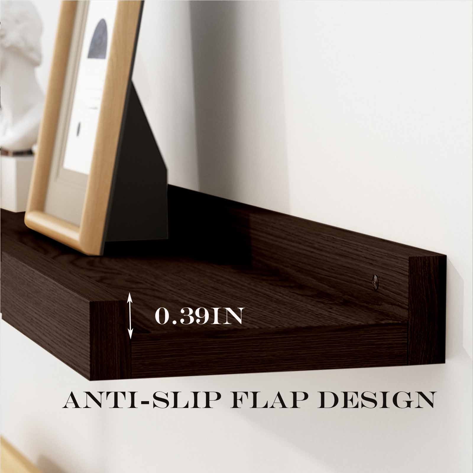 12X5" Floating Shelves for Wall - Set of 3 - Engineered Wood Floating Shelf with Lipped Ledge - Floating Wall Shelves for Bedroom,Bathroom,Kitchen,Office,and Living Room - Brown