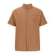 thumbnail image 3 of pstuiky Camisas de vestir de manga corta para hombre, Camisa informal de lino y algodón de manga corta para hombre, color liso, con cuello plegable y manga corta, blusa con cuello vuelto xxl, 3 of 5