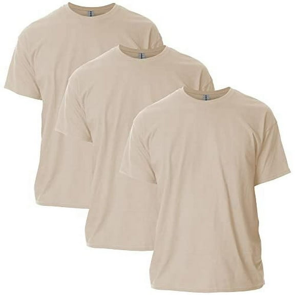 Gildan Mens Ultra Cotton T-Shirt, XL, Sand (Pack of 3) 3 Sand