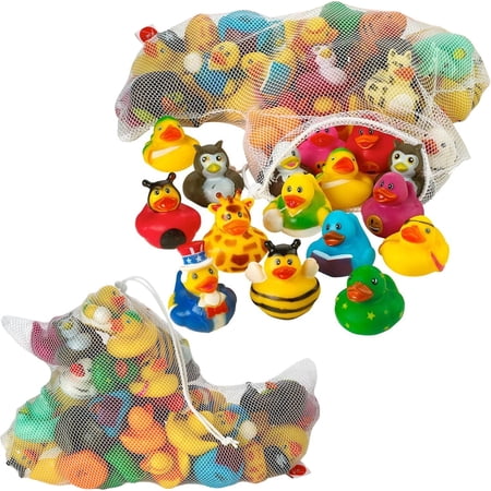Kicko 50 Pack Assorted Rubber Ducks, 2 Inch Mini Duck Set for Bath Time, Sensory Play, Party Favors, Classroom Prizes, Decorations, and Stress Relief