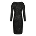 thumbnail image 6 of Women Corduroy Dress Long Sleeve Crew-Neck Slim Fit Bodycon Mid Long Dress Fall Winter Casual Comfy Dresses, 6 of 7