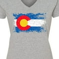 thumbnail image 4 of Inktastic Colorado Flag Distressed Look Women's V-Neck T-Shirt, 4 of 5