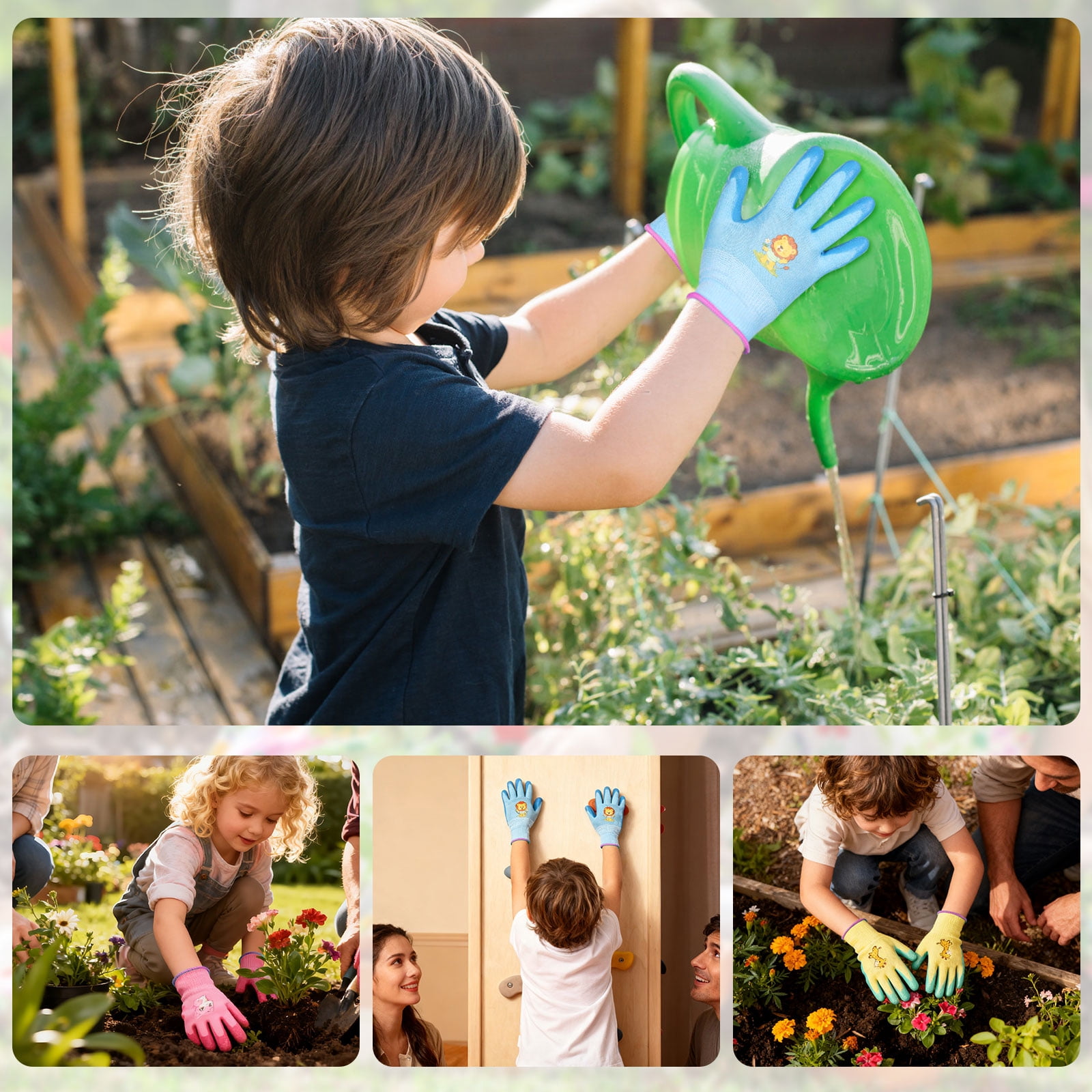 TMWEFUSC 48 Pairs Kids Gardening Gloves Non Slip Children Yard Work Glove Latex Coated Garden Hand Covers for Girls Boys Toddlers Outdoor, S(Suitable for Aged 3-5)