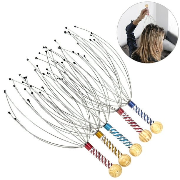 ROSENICE 5pcs Hand Held Scalp Massager Therapeutic Head Scratcher Steel