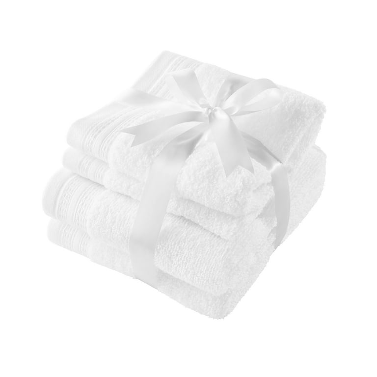Flat Loop Hand Towels - 4 Pack, Porcelain (White)