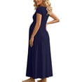 thumbnail image 6 of Frostluinai Women's Maternity Short Sleeve Empire Waist Summer Maxi Dress Crewneck Long Baby Shower Pregnancy Dresses S-3XL, 6 of 8