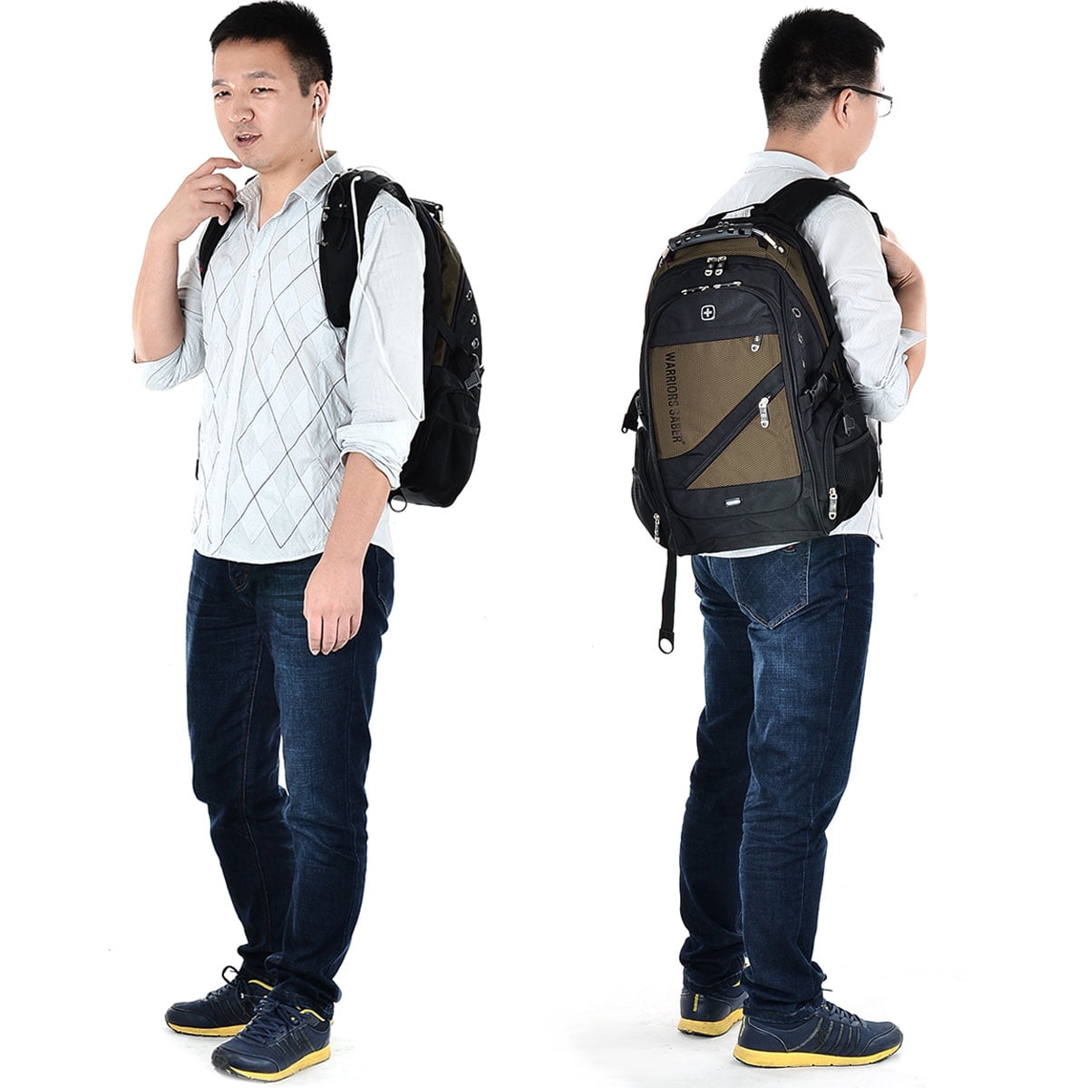 KAWELL Unisex 16" Laptop Backpack with USB Charging Port, Brown