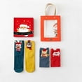thumbnail image 2 of Bibifish Womens Christmas Socks 4 Pairs Reindeer Bear Santa Fuzzy Socks Color Block Crew Length Daily Casual Holiday Cozy Warm Sock Sets, 2 of 5