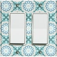 thumbnail image 1 of Metal Light Switch Plate Cover Mandala Teal Floral Pattern Damask MDL106, 1 of 13