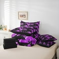 thumbnail image 6 of Manfei Couple Valentines Day 7-Piece Twin Bedding Sets, Purple Flower Floral Bedding Comforter Set, Chic Botanical Rose Reversible Sheet Sets, Luxury Bedroom Decor, 6 of 8