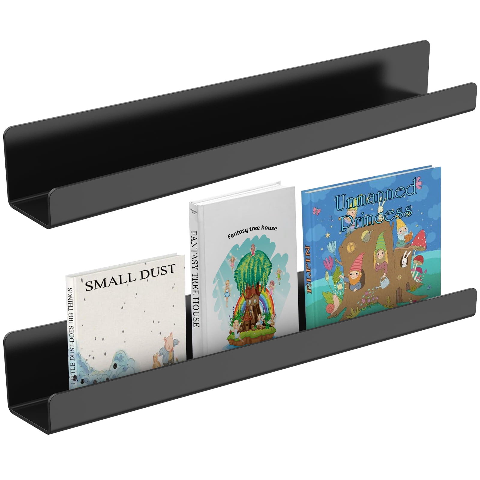 2Pcs Magnetic Book Shelf for Whiteboard Acrylic Magnetic Book Holder Magnetic Floating Book Display Shelf Reusable Magnetic Shelves for Kids Room Teacher Classroom Refrigerator