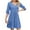 Sky Blue, variant on Ahuyic Printed Solid Color Plus Size Dress For Women, Summer Womens' Mid-Sleeve Knee-Length Dresses,Women's Summer Casual Pleated Dress V-Neck Patchwork Dress Formal Dress