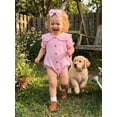 thumbnail image 6 of BemeyourBBs Newborn Baby Girl Summer Clothes Cotton Linen Outfit Cute Bubble Romper Short Sleeve Doll Collar Button Down Bodysuit and Headband Set, 6 of 9