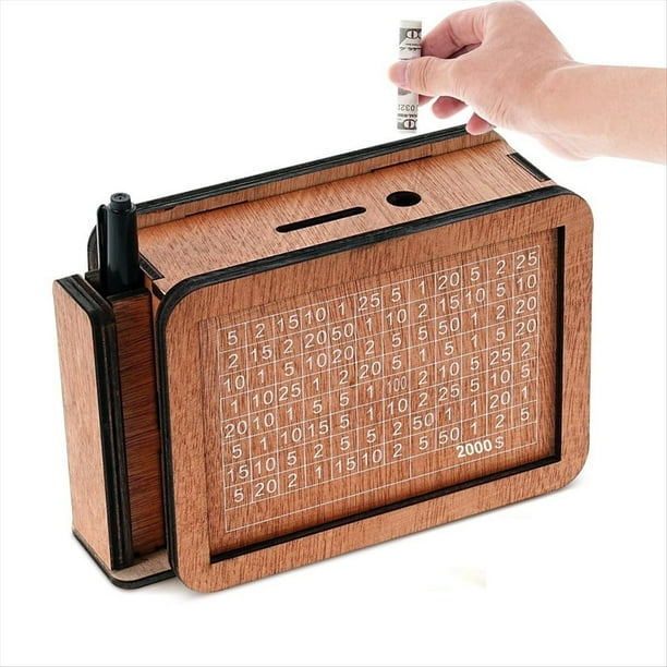 Hucha de Madera con Diseño de Caja Fuerte, Hucha de Madera, Caja de Ahorros de Madera, con Dinero B