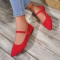 thumbnail image 4 of Hinvhai Pointed Toe Flats Suede Ballet Flat Shoes for Women Comfortable with Adjustable Strap Dressy Casual Flats for Work office Red 9.5(43), 4 of 7