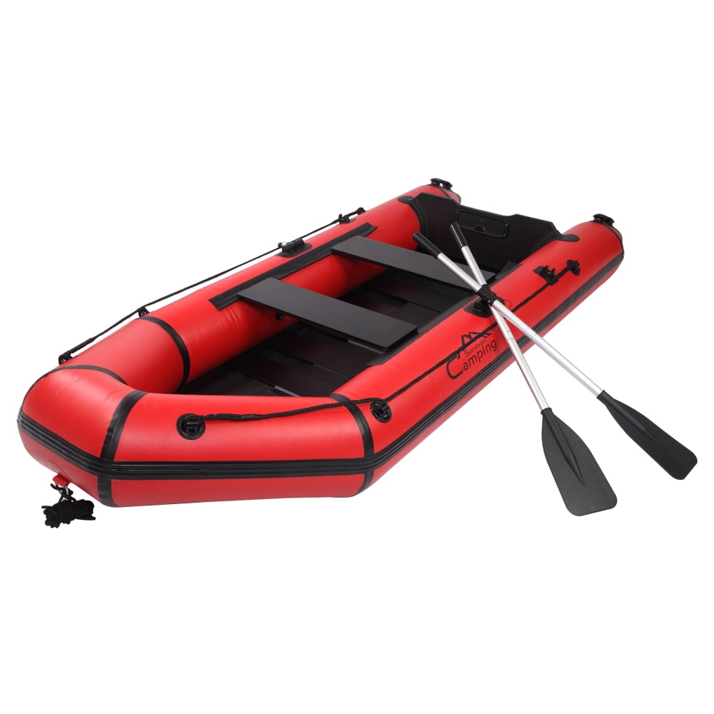 O'Force Inflatable Boat Set Thickened Fishing Boat Hard Inner Bottom Floor  10ft PVC 330kg Water Adult Assault Boat with 2 Separate Air Chambers 