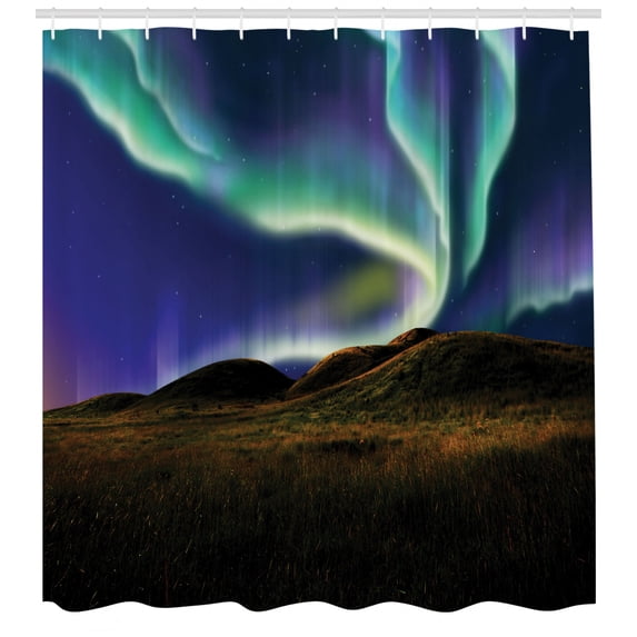 Ambesonne Alaska Shower Curtain, Meadows in the Night, 69"Wx70"L, Multicolor