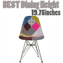 2xhome - Multicolor Patchwork Ann - Modern Upholstered Side Fabric Chair Patchwork Multi-pattern Eiffel Wire Base Dining Room Chair No arm, Set of 1, 1 piece