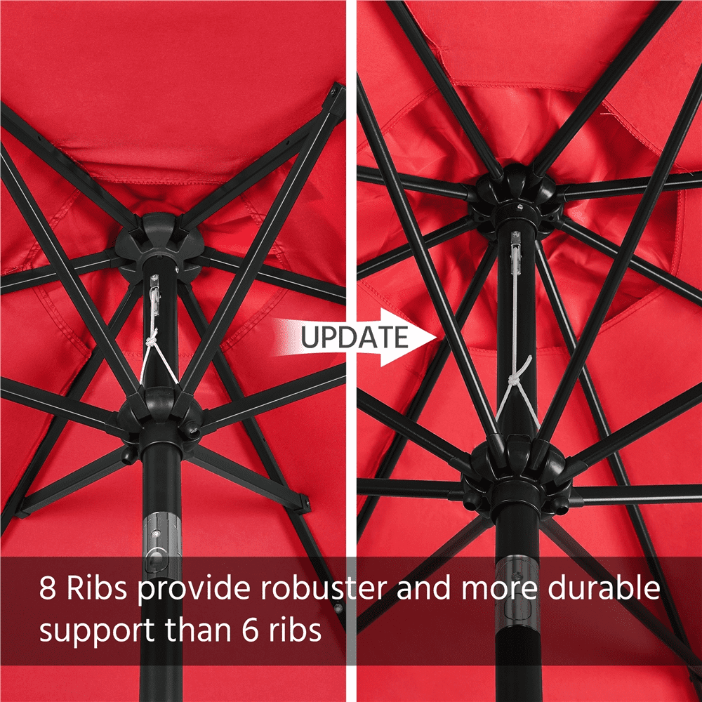 Alden Design 11 Foot Patio Umbrella with Crank and Push Button to Tilt, Red