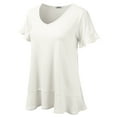 thumbnail image 2 of Doublju Women's Short Sleeves Flare Tunic Tops for Leggings Flowy Shirt with Plus Size, 2 of 4