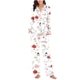 thumbnail image 2 of Brqkzdu 2 Piece Womens Halloween Pajamas Sets Long Sleeve Collar Button Down Pj and Pajama Pants Loose Comfy Nightwear Sets, 2 of 8