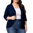 thumbnail image 6 of Stamzod Oversized Cardigans for Women 3/4 Length Sleeve Lightweight Summer Cardigan Open Front Button Up Cover Up Tops Navy B XXXXL, 6 of 6