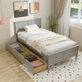 thumbnail image 1 of Gymax Twin Size Wooden Bed Frame w/ 2 Storage Drawers & Under-bed Storage Gray, 1 of 9