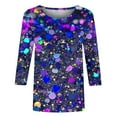 thumbnail image 5 of Sequins 3/4 Sleeve T Shirt for Women Plus Size Fashion Tops Dressy Casual Crewneck Tunic Tee Blouse, 5 of 5