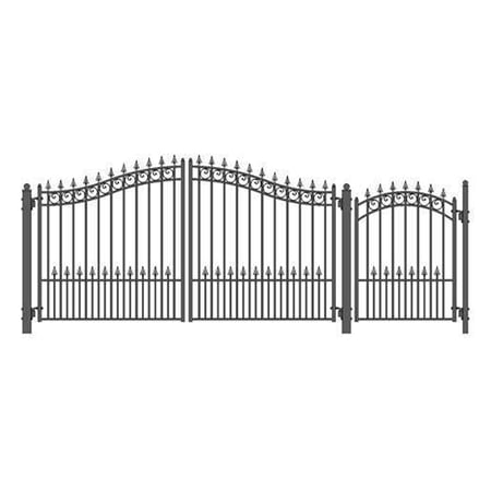 Aleko 12 ft. Prague Style Steel Swing Dual Driveway with Pedestrian Gate - Black