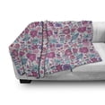thumbnail image 3 of Garden Soft Flannel Fleece Throw Blanket, Doodle Peonies Tulips Berries Bugs Botanic Display Print, Cozy Plush for Indoor and Outdoor Use, 50" x 70", Violet Blue Sky Blue, by Ambesonne, 3 of 6