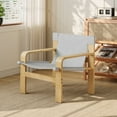 thumbnail image 4 of Mid-Century Linen Accent Chair - 250lb Capacity - Detachable Washable Cover - Wide Armrests, 4 of 13