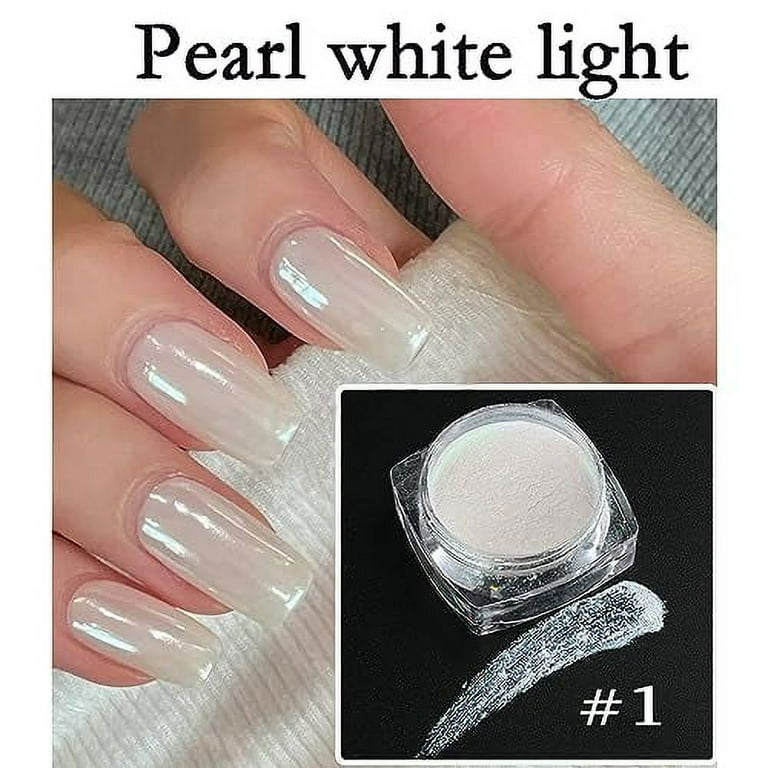 Turlyxie 2 White Chrome Nail Powder, Pearl Chrome Powder with Pearl Shimmer  Effect, Pearl Effect Chrome Glazed Donut Nail 
