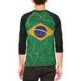 thumbnail image 2 of Distressed Brazilian Flag Mens Raglan T Shirt, 2 of 2