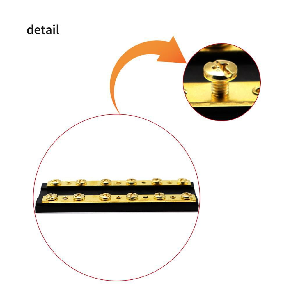 Vensio 2-Pack 12-Position Brass Bus Bar Terminal Blocks Power Distribution Junction for Marine Boat RV