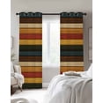 thumbnail image 4 of Vintage Blackout Curtains for Bedroom Living Room Darkening Curtains 54 Inch Long Vintage Wooden Farmhouse Striped Short Curtain for Small Window Treatment Thermal Insulated Grommet Drapes 52"x54"x2, 4 of 9