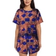 thumbnail image 1 of Balery Vintage USA Flag Conjunto de Pijama para Mujer con Estampado, Dos Piezas de Manga Corta y Shorts, Ropa de Dormir Suave con Cuello Redondo y Bolsillos-X-Large, 1 of 1