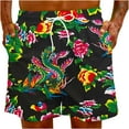 thumbnail image 7 of Midsumdr Mens Shorts 2025 Fashion Special Floral Printed Chinese Red Drawstring Shorts Beer Festival Beach Casual Plus Size Mens Shorts, 7 of 7
