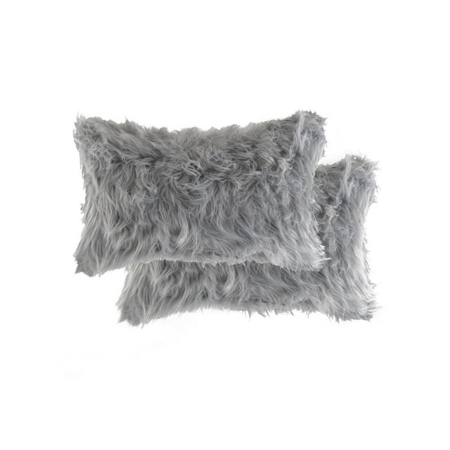 BELTON FAUX FUR PILLOW 12"X20" 2-PACK