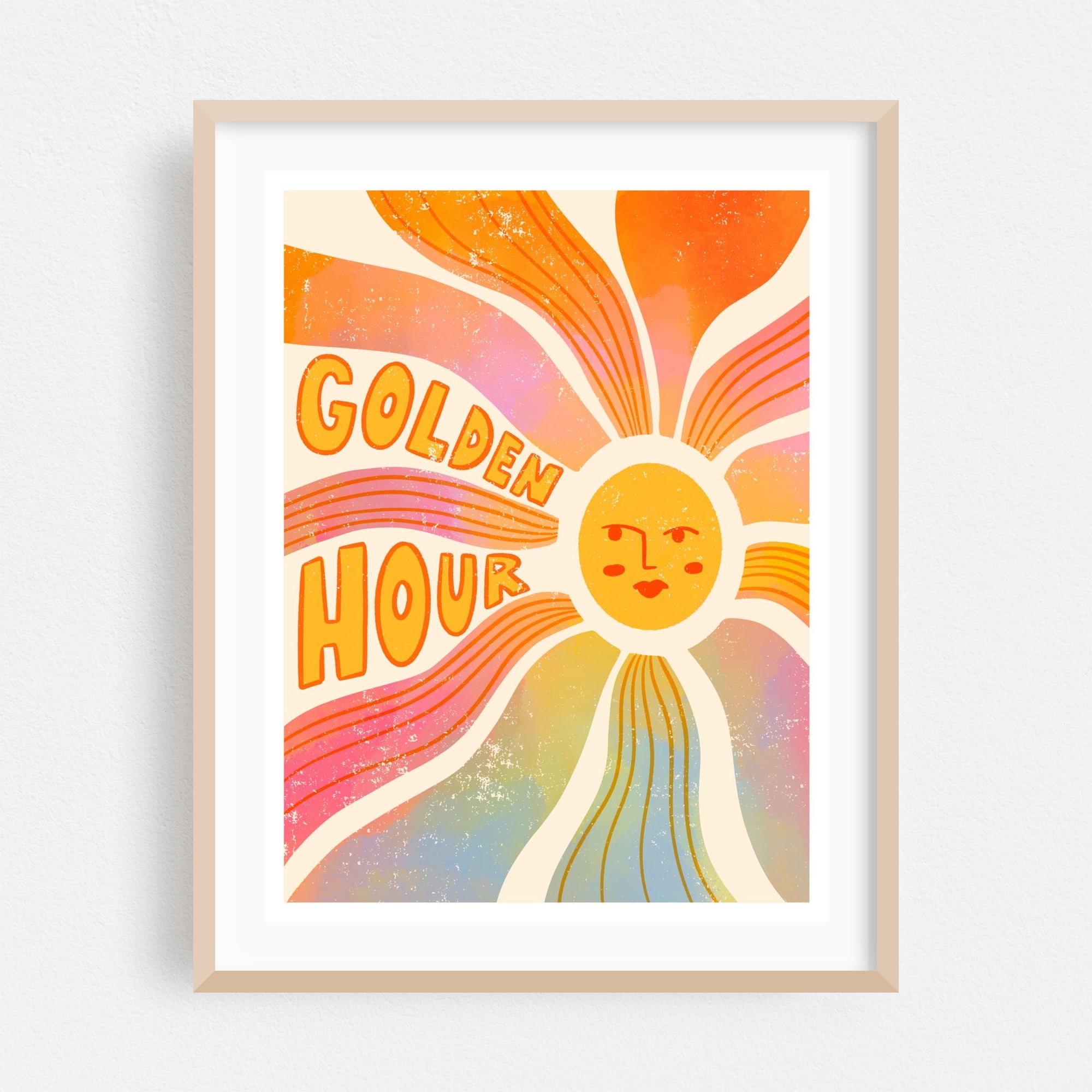 Golden Hour - Illustration Psychedelic Vintage Retro Quote Summer