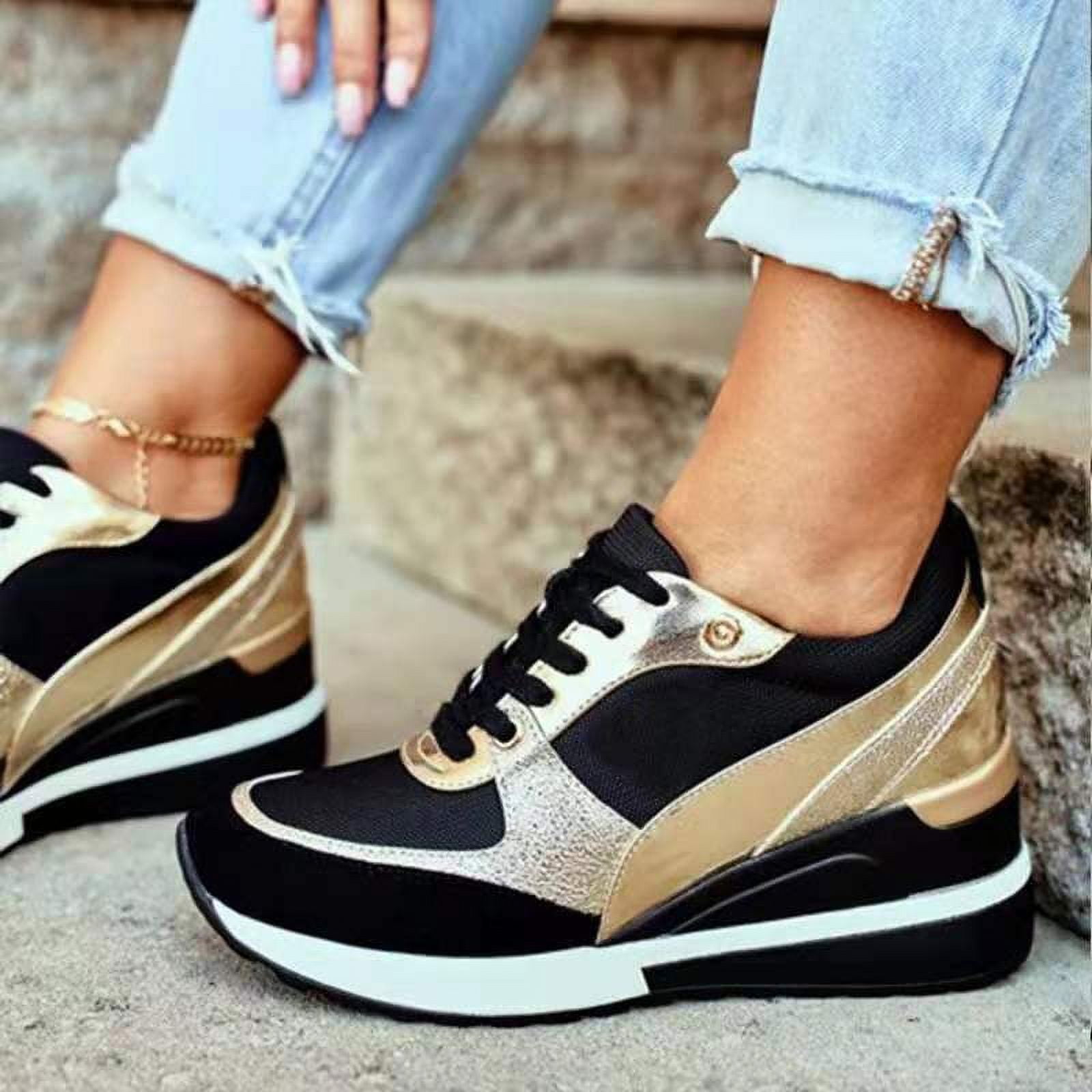 Golden Suede Hi-Top Wedge Trainers | SilkFred US
