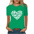 thumbnail image 1 of Pompotops Femmes Casual St. Patrick'S Day Imprimé Manches Courtes Col Rond Pull-Shirt Tops, 1 of 5