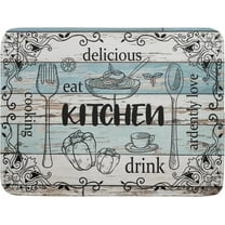 Cooking Dish Drying Mats for Kitchen Counter 18x24 inch Teal Blue Wood Board Absorbent Microfiber Dishes Pad Farmhouse Rustic Dish Drying Mats for Kitchen Accessories Dish Drainer Mat Pad Washable