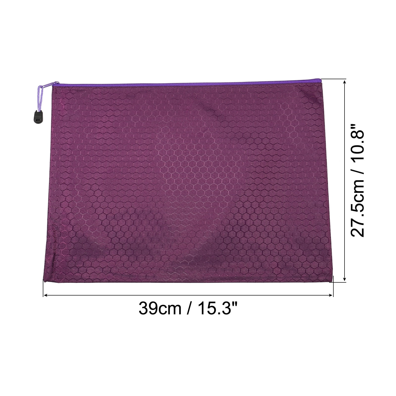 Unique Bargains Waterproof Zipper File Bags Document Storage Folders Bills Pencil Pouch Purple