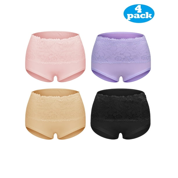 Womens High Waist Full Coverage Cotton Brief Lace Brief Panties - C-Section Recovery Underpants