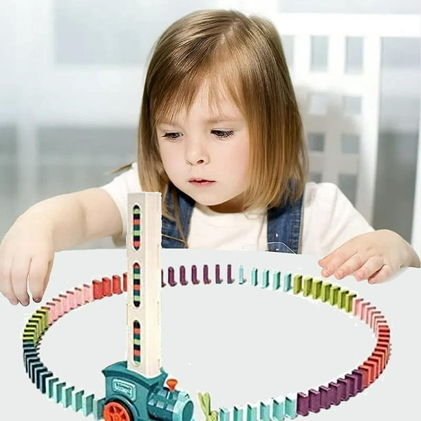 Ensemble de train de dominos électriques, blocs de train domino  automatiques jouet, empilage éducatif et jouets de construction Cadeaux-80  dominos