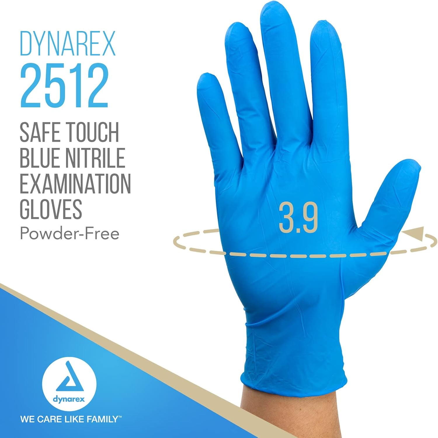 Dynarex Safe-Touch Blue Nitrile Exam Gloves, Medium & Disposable, Powder-Free and Latex-Free, Touchscreen Friendly & Used by Professionals, 1 Case of 1,000 Blue Nitrile Exam Gloves