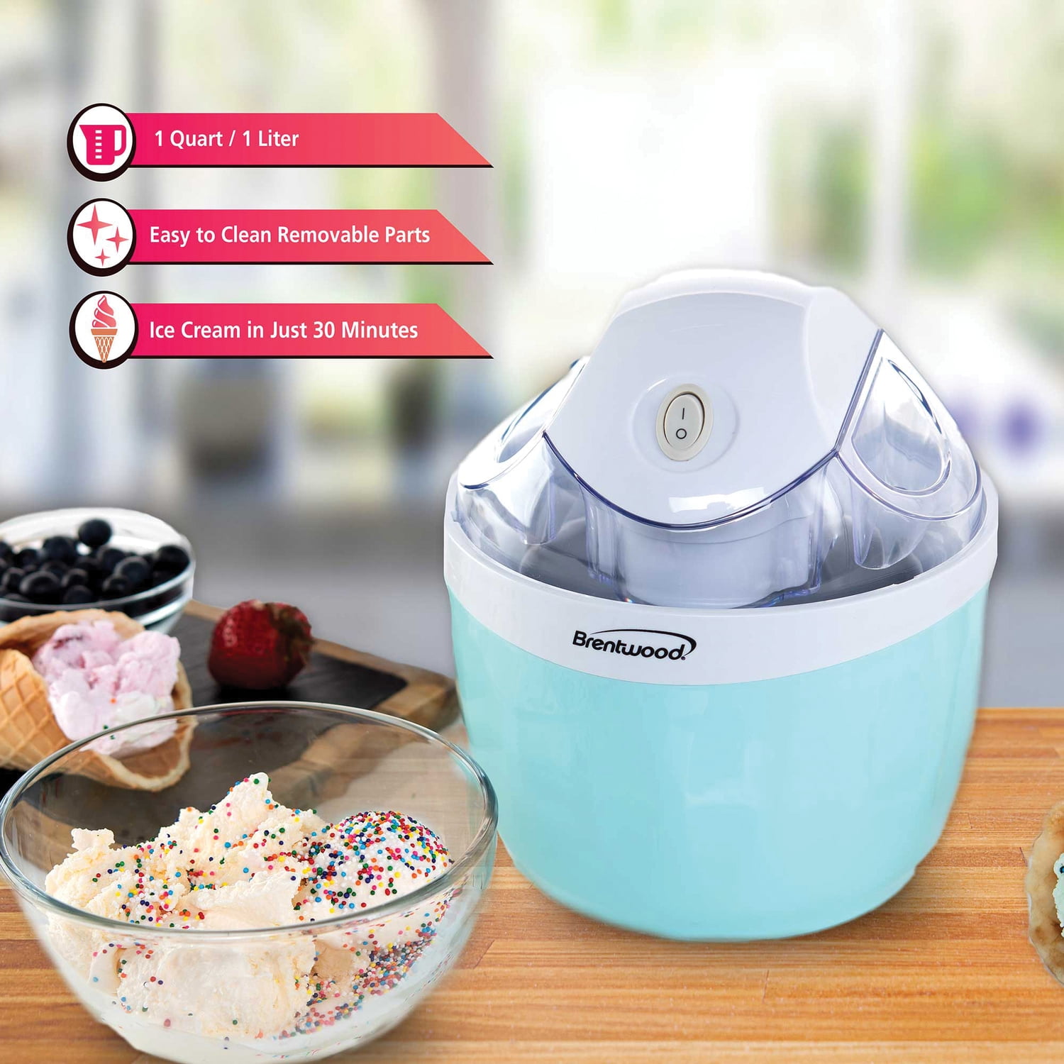 Brentwood Just For Fun 1-Qt. Ice Cream and Sorbet Maker, TS-1410BLPT